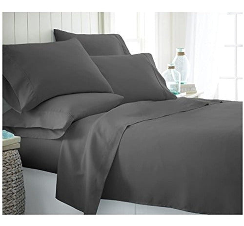 Ienjoy Home Queen Size 6-Piece Sheet Set, Gray 0