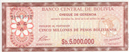 Bolivia Billete De 5.000.000 Pesos Bs Año 1985 - P 193 - Sc 0