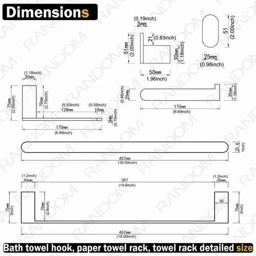 RANDOM 4-Piece Bathroom Hardware Set Brushed Cromo 1