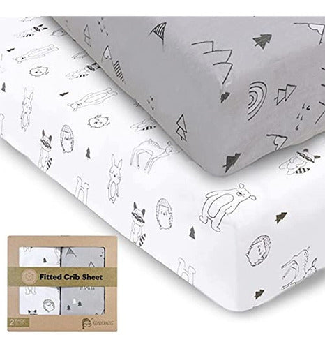 KeaBabies Adjustable Jersey Sheets for Crib - Set of 2 0