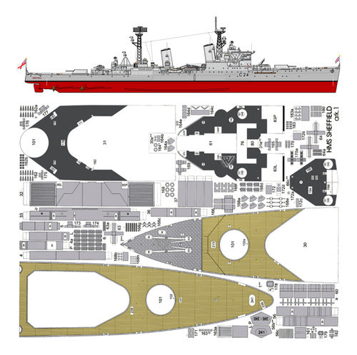 MODELO PARA DESCARGAR E IMPRIMIR Barco Hms Sheffield (1940) 1:200 Papercraft (envio X Email) 0