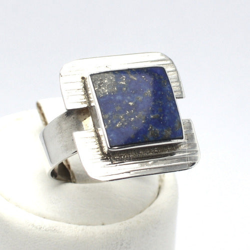 Inspira Joyas Square Ring in 925 Silver and Lapis Lazuli 3