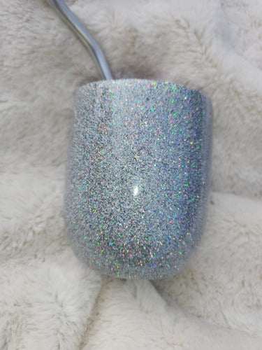 Polux Mate Algarrobo Resina Glitter Plateado Holografico 1