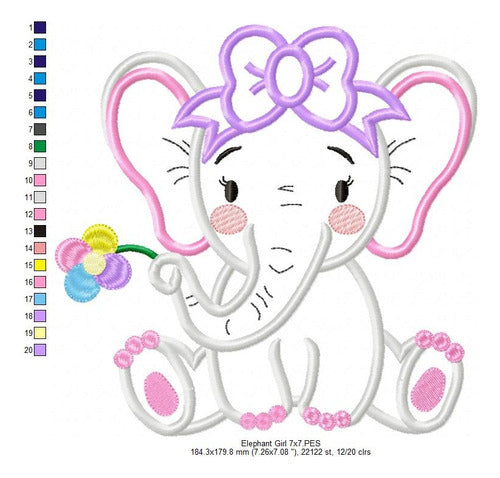 Embroidery Machine Appliqué Animal Safari Elephant Girl 1950 4