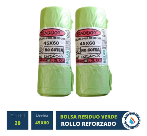 Rolan 100 Residue Consortium Bags Green 45x60 Roll Non-Leak 0