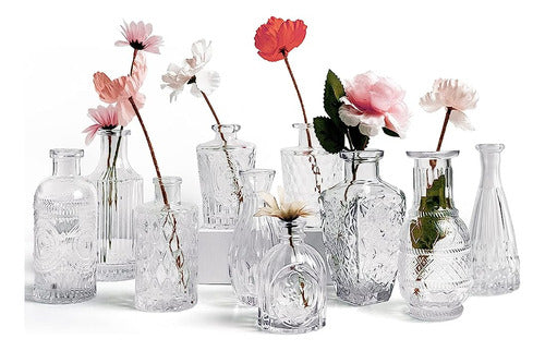 BUIBN Glass Set of 10 Vases - Bud Vases for Centerpieces 0