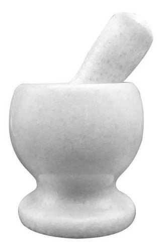 D+M Bazar White Marble Mortar and Pestle 0