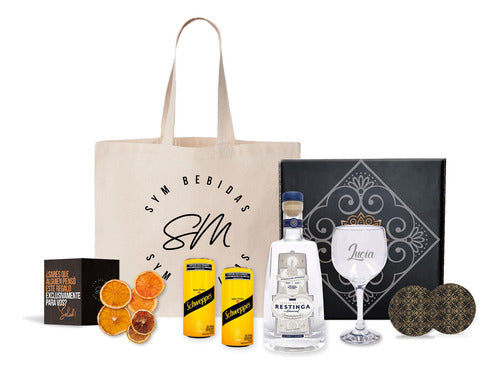 Restinga Gin Experience Kit with Engraved Glass + Schweppes Tonic Water 0