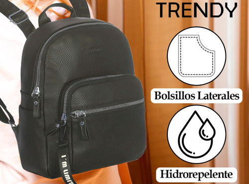 Trendy Mochila Mujer Urbana Tiras Ajustables Liviana Compartimiento 4