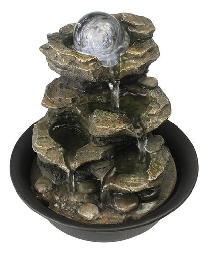 Bbabe Spinning Orb Rock Indoor Zen Waterfall Fountain with LED Light 5