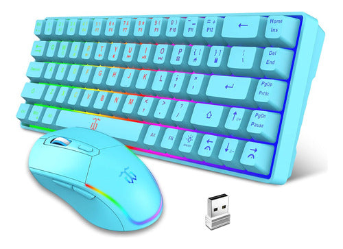 Combo Teclado+mouse Sensación Teclado Mecánico Azul Celeste 0