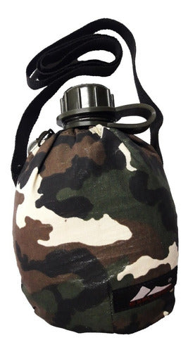 La Ardilla Camping Plastic Explorer Water Bottle 1L Camo with Sleeve and Strap 4