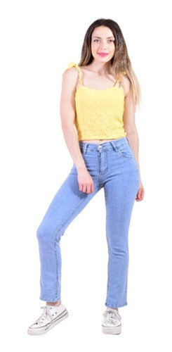 Blue Elastic Straight Jeans Sizes 40 to 46 4