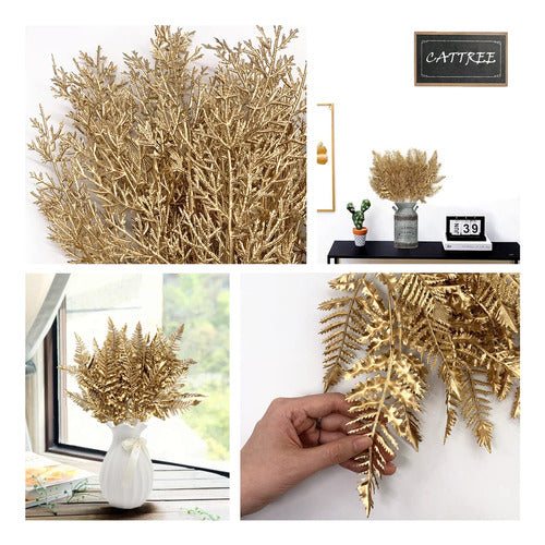 Cattree Christmas Artificial Plants Decoration - Gold Eucalyptus for Home 3