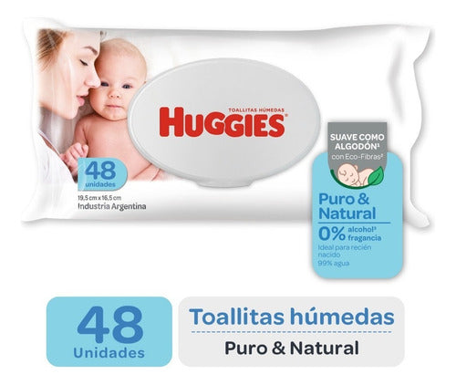 Huggies Pure and Natural Wet Wipes 0m+ x 48 Units 0