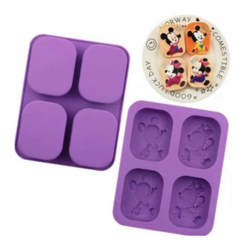 Molde De Silicona Cuadrados Minnie Y Mickey Para Jabones 0