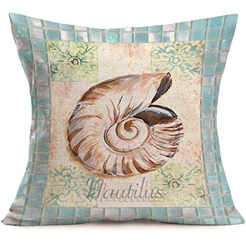 Asamour 4 Pack Ocean Theme Throw Pillow Case Coastal Conch S 3