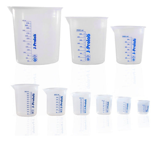 Kit 12un Copo Bequer Plastico 50ml 100 250 600 1000ml 2000ml 1