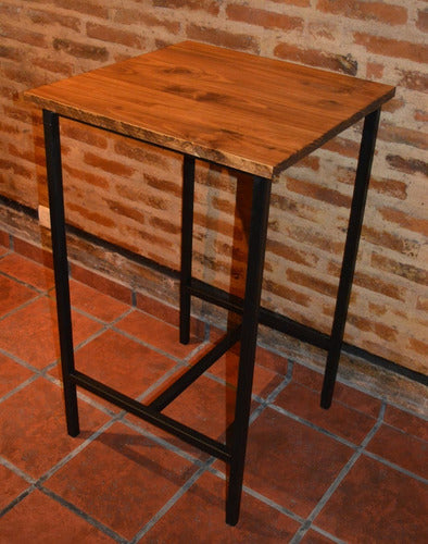 Taller Artesanal Don Torcuato Mesa Alta 60x60 Tipo Bar Hierro Y Madera Estilo Industrial 1