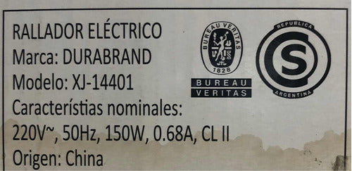 Repuesto Motor Para Rallador Eléctrico Durabrand Xj-14401 4