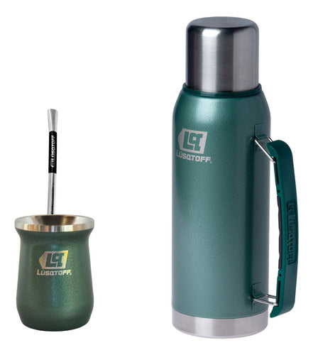 Lüsqtoff 1L Thermos Mate Kit with Stainless Steel Mate and Straw 0