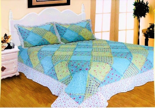 King Size Patchwork Quilt Bedspread with Pillow Shams 6