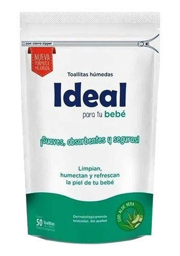 Toallas Húmedas Ideal Con Aloe Vera X 50u ( Bulto X12) 1