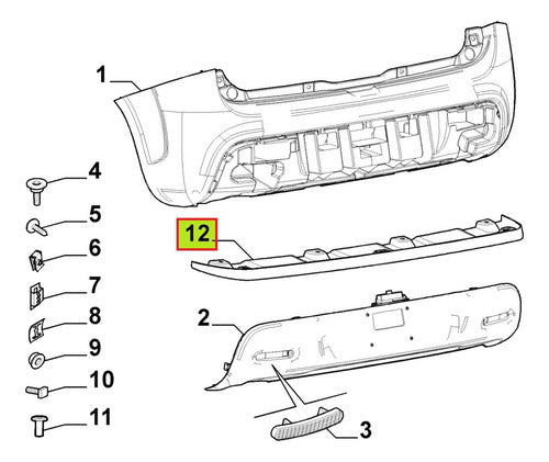 Spoiler Paragolpe Trasero Original Fiat Uno Evo Way Fl 17- 0