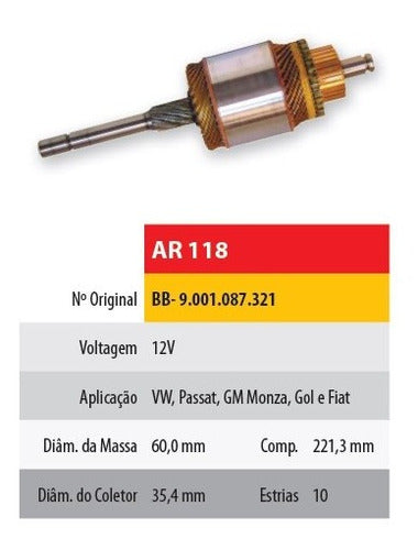 Arielo Inducido 12V Volkswagen Gol/Passat (221.3x60x10x35.5) 0