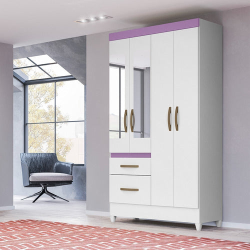 Punto Union Wardrobe with 4 Doors - 111x204x047 Mirrors - Madri Flex 7