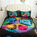 Suncloris Psychedelic Rainbow Black Peace Sign Bedding Set 3