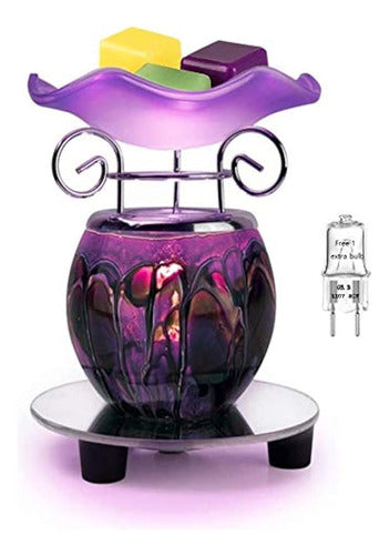 Hunanbang Electric Oil Warmer Tie Dye Purple with Mirror Base 0