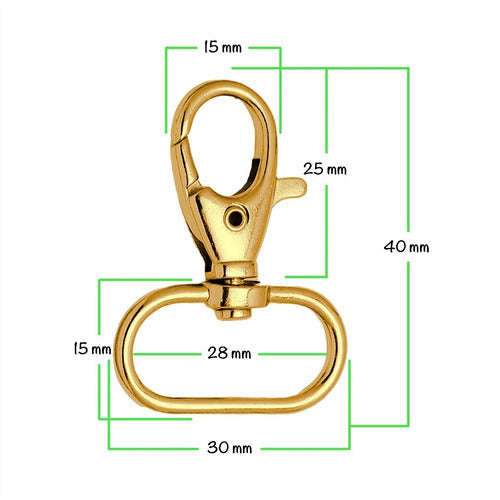 Set of 100 Durable Zinc Alloy Swivel Snap Hooks - 30 x 40mm Keychain Base with Closure 5