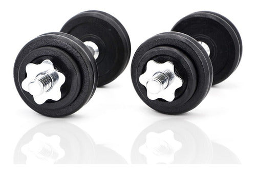 Pair of Solid Chromed Dumbbells with Screw + 14 Kg Weight Plates Set 0