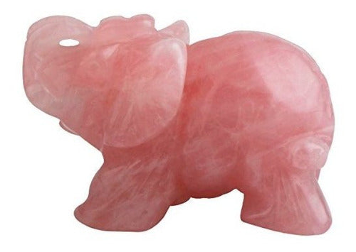 Sunyik Rose Quartz Elephant Pocket Statue Guardian Healing Figurine Decor 1