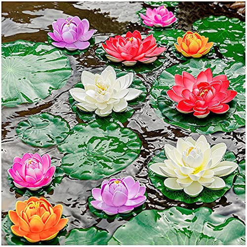 ZAUGONTW Floating Artificial Lotus Flower with Lily Pad 1