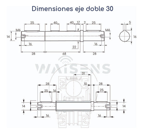 STM Double Shaft for Worm Gear Reducer No. 30 1