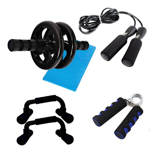 Gadnic Abs Wheel Training Kit + Jump Rope + Push-Up Handles + Hand Grip 0