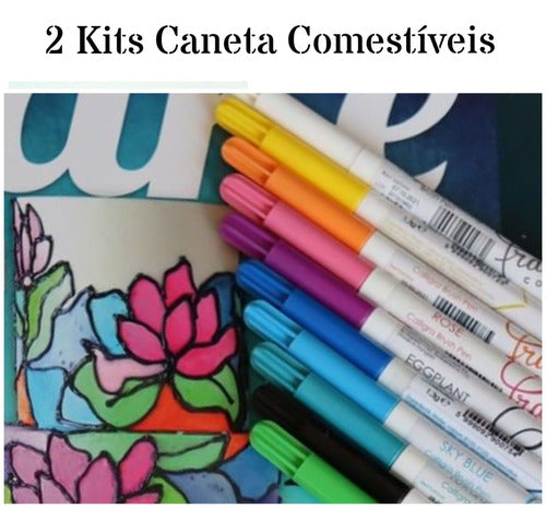 Kit 2 Canetas Comestivel Importada Ponta Fina A Sua Escolha 2