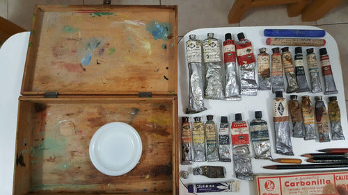 Caja Madera Antiguo Kit Set Pintura Pomos Plomo Bol Rigopal 5