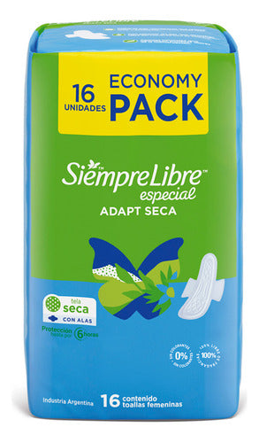 Siempre Libre Pack Toallas Femeninas Especial Adapt Seca 1