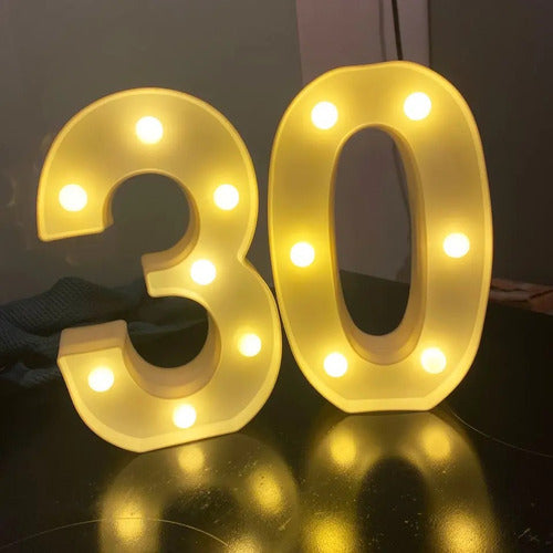 Deco Estrella Numero Luminoso X1 Decorador Plastico Blanco Cartel Luz Led 4