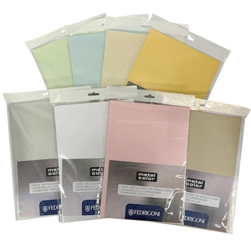 Fedrigoni A4 Metallic Cardstock Pack of 125 Sheets - 250g - Assorted Colors 1