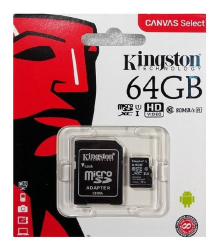 Kingston Micro SD Memory Card 64GB Class 10 Full HD SDXC 80MB 0