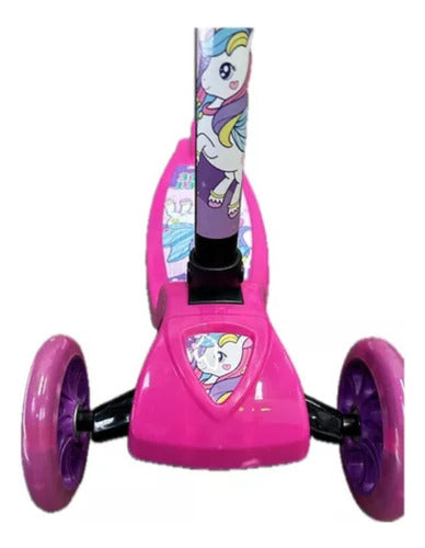 Foldable Unicorn Girl's 3-Wheel Scooter with Silicone Wheels and Lights 2