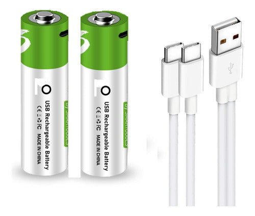 Deleex Rechargeable AA Batteries x 2 USB-C 2600mAh 0