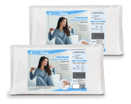 SleepTime 2 Smart Viscoelastic Pillows with Cover 60x40 0