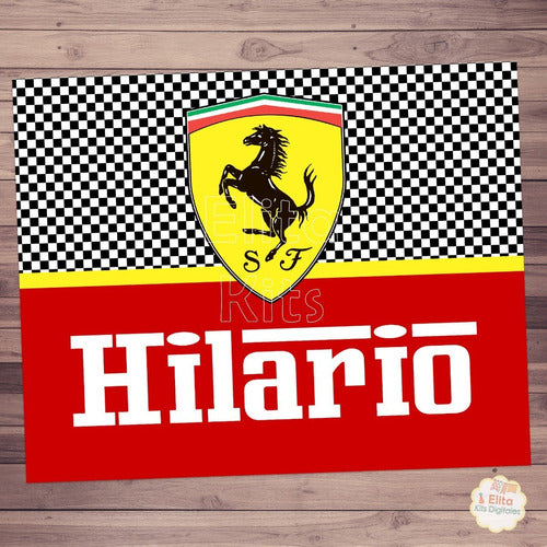 Elita Kits Digitales Formula 1 Uno Ferrari Party Decoration + Candy Bar Printable Kit 6