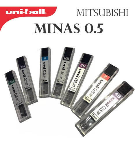 Mitsubishi Uni 0.5 Pencil Leads Tube of 12 Mines 1