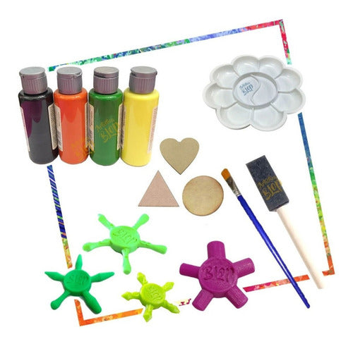 Set Puntillismo Completo Pintura Paleta Estrellas Fibrofacil 0